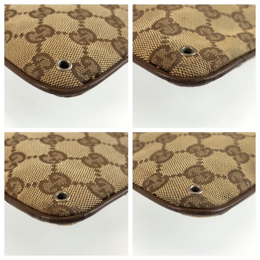 Gucci Brown Beige GG Canvas Leather Shoulder Bag Pochette — view 4