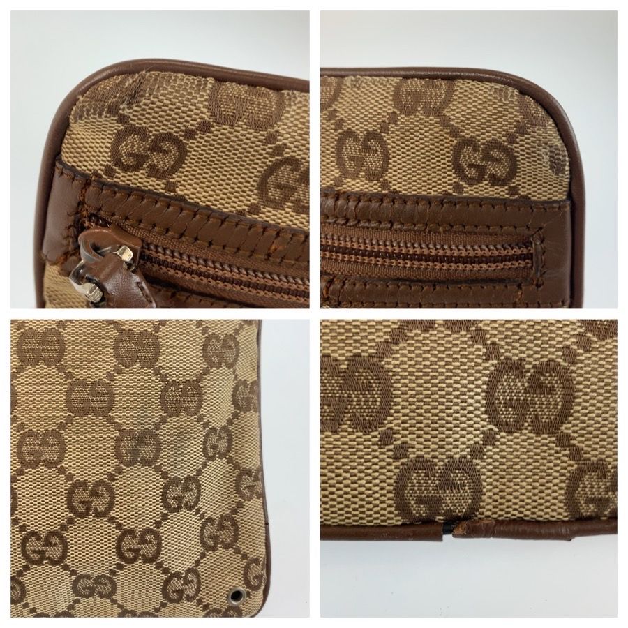 Gucci Brown Beige GG Canvas Leather Shoulder Bag Pochette — view 6