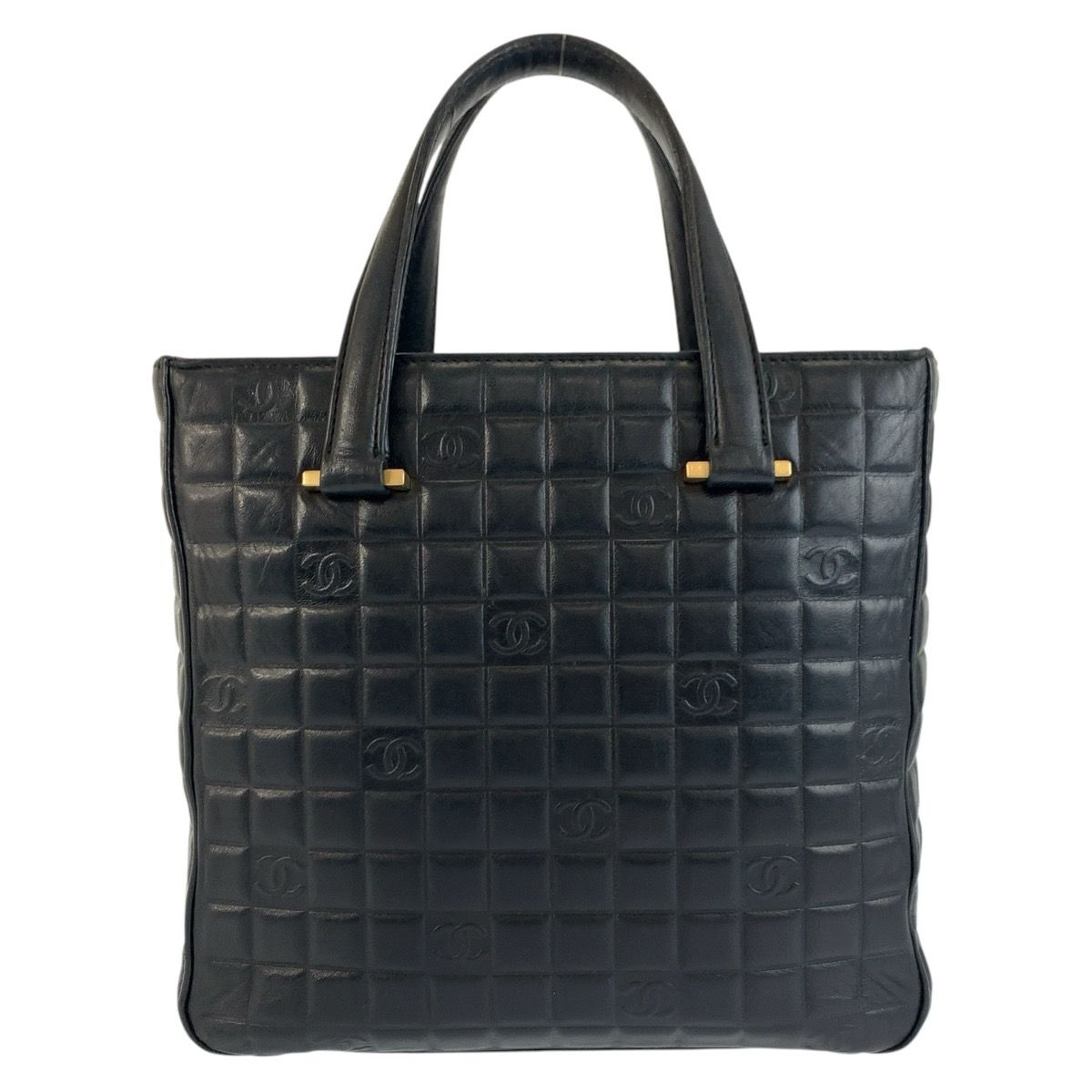 Chanel Icon Chocolate Bar Black Leather Tote