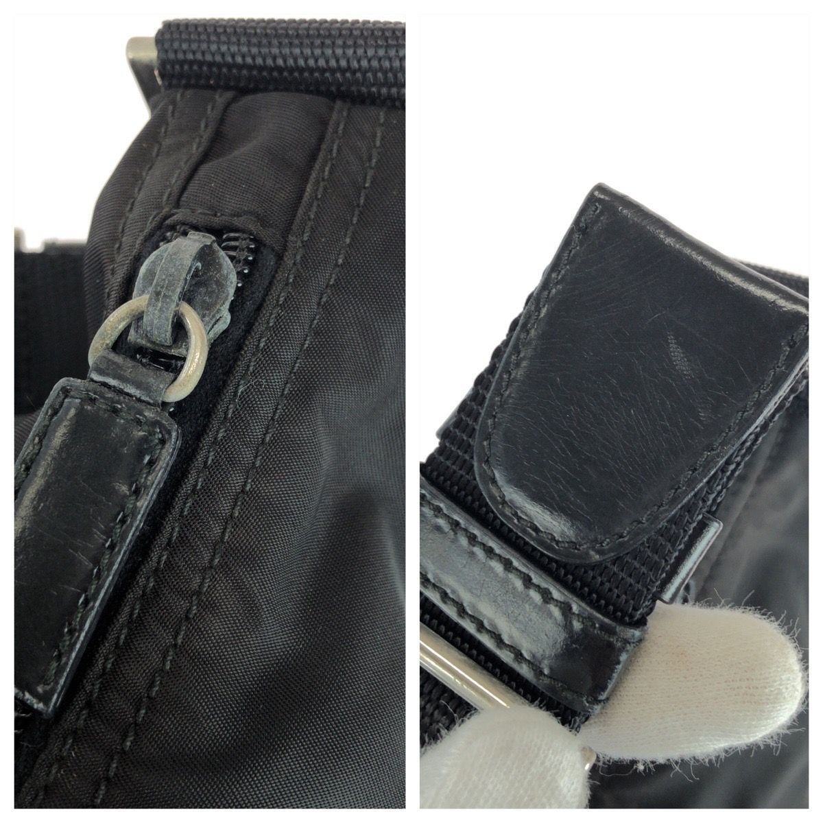 Prada Tessuto Black Silver Nylon Shoulder — view 6