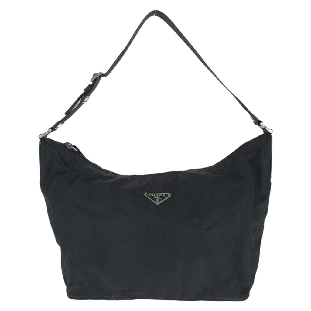 Prada Tessuto Black Silver Nylon Shoulder