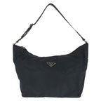 Prada Tessuto Black Silver Nylon Shoulder