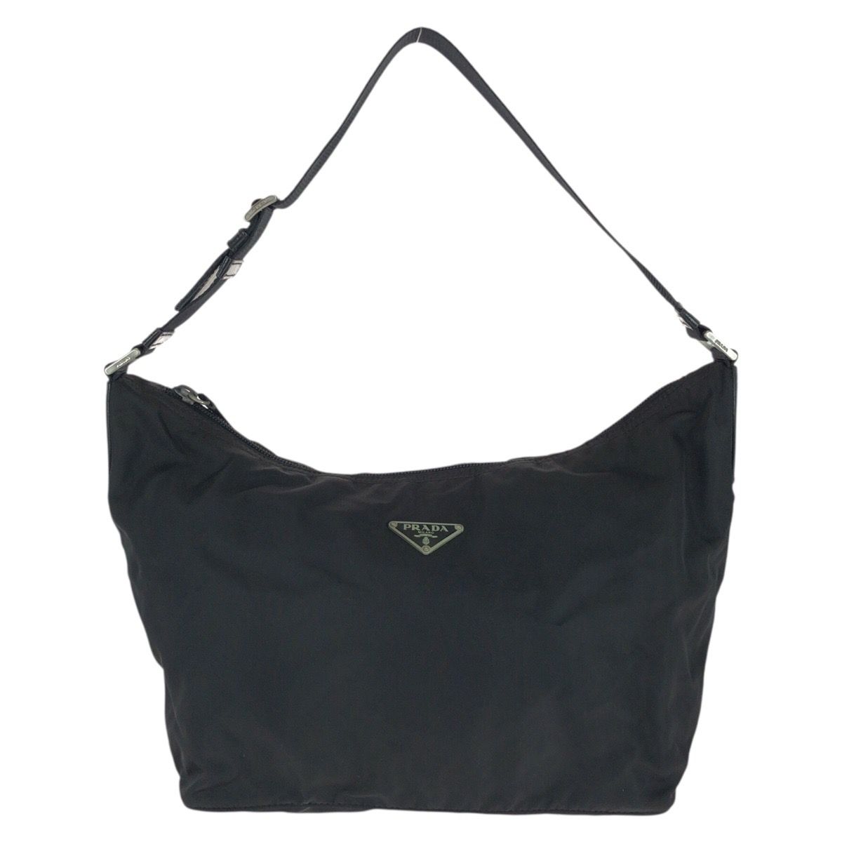 Prada Tessuto Black Silver Nylon Shoulder