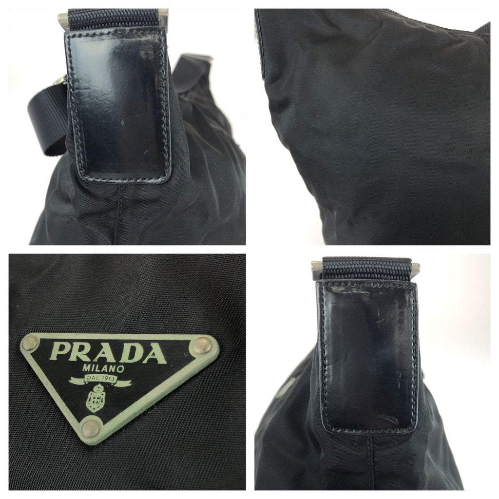 Prada Tessuto Black Silver Nylon Shoulder — view 5