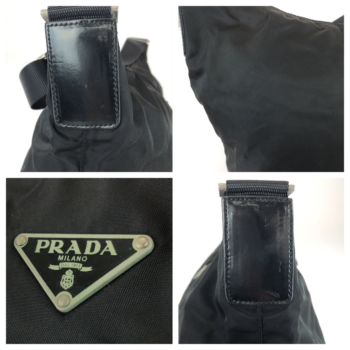 Prada Tessuto Black Silver Nylon Shoulder — view 5