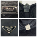 Prada Tessuto Black Silver Nylon Leather Shoulder — view 4