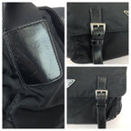Prada Tessuto Black Silver Nylon Leather Shoulder — view 5