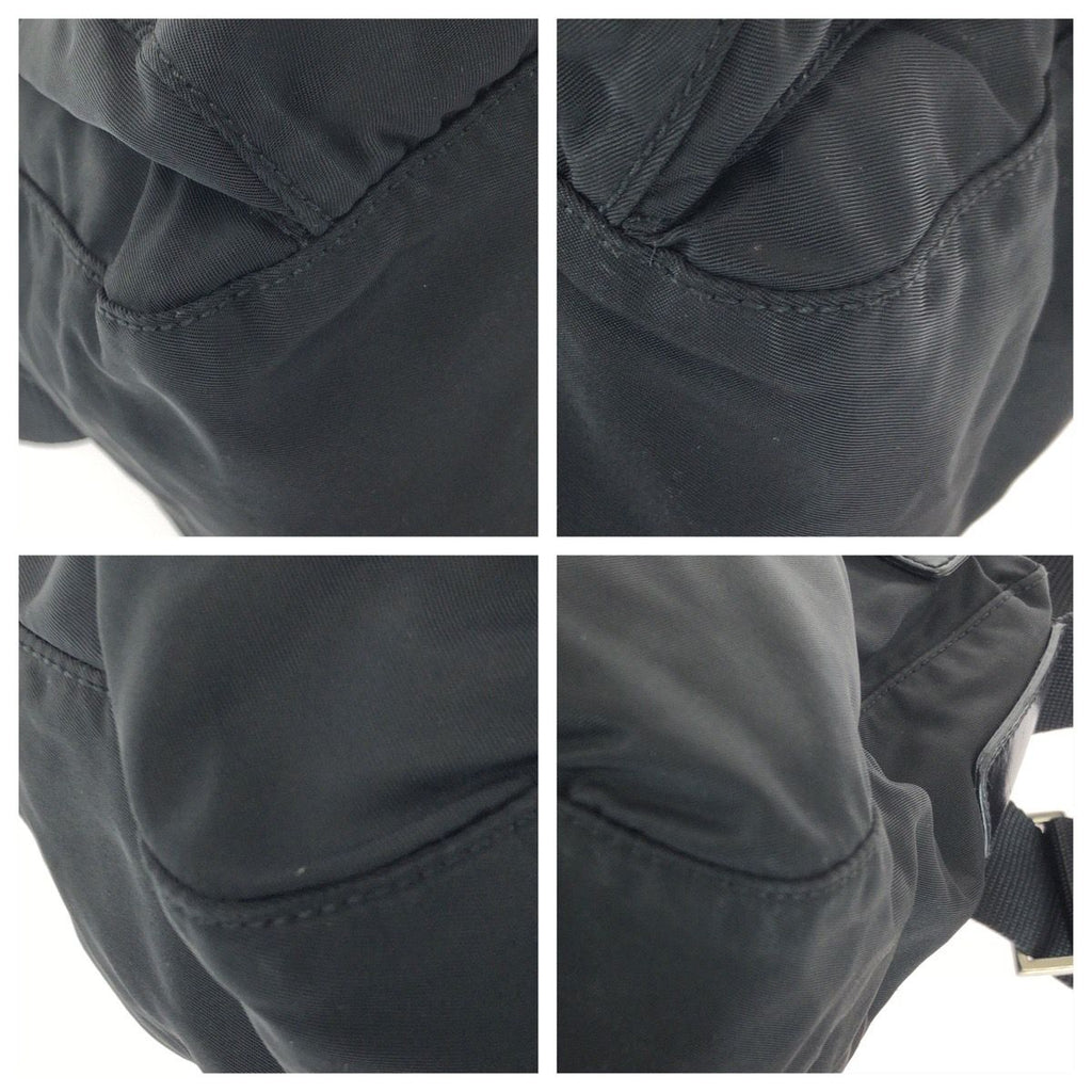 Prada Tessuto Black Silver Nylon Leather Shoulder — view 3
