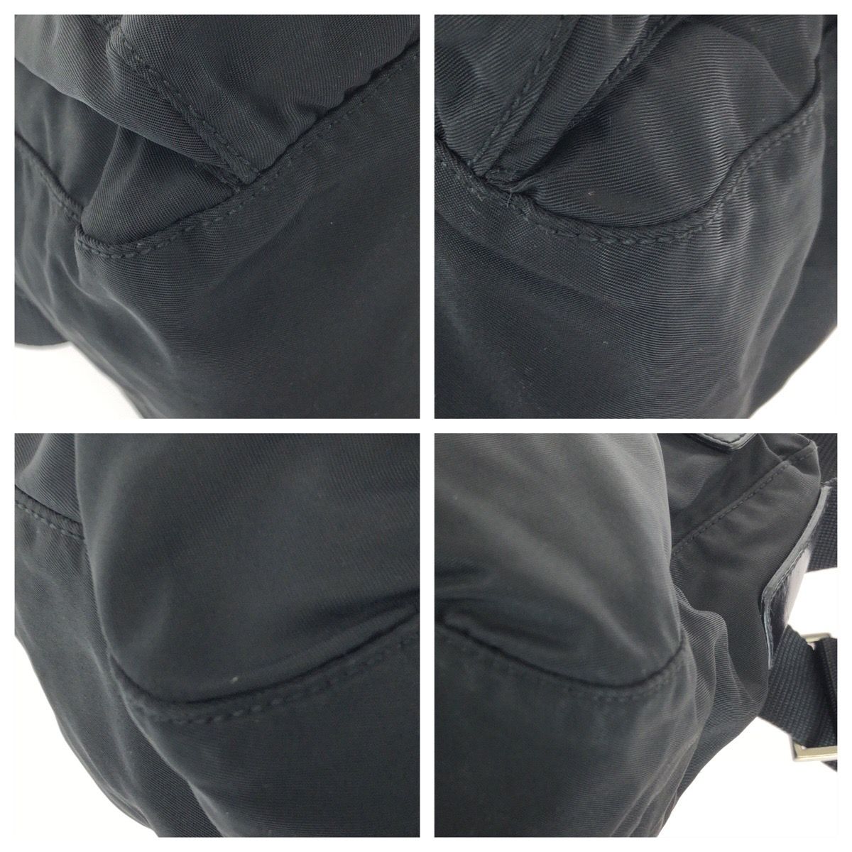 Prada Tessuto Black Silver Nylon Leather Shoulder — view 3