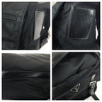 Prada Tessuto Black Silver Nylon Leather Shoulder — view 6