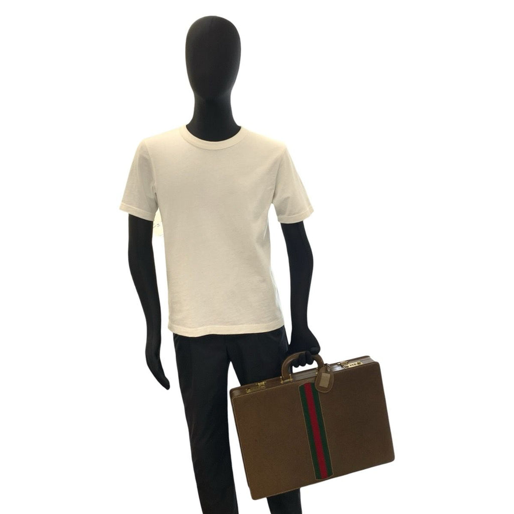 Gucci Vintage Sherry Line Brown Leather 20 Briefcase Attache Case — view 7