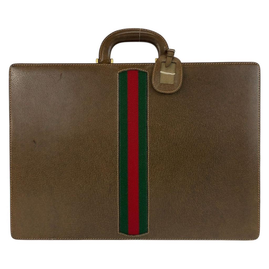 Gucci Vintage Sherry Line Brown Leather 20 Briefcase Attache Case
