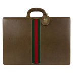 Gucci Vintage Sherry Line Brown Leather 20 Briefcase Attache Case