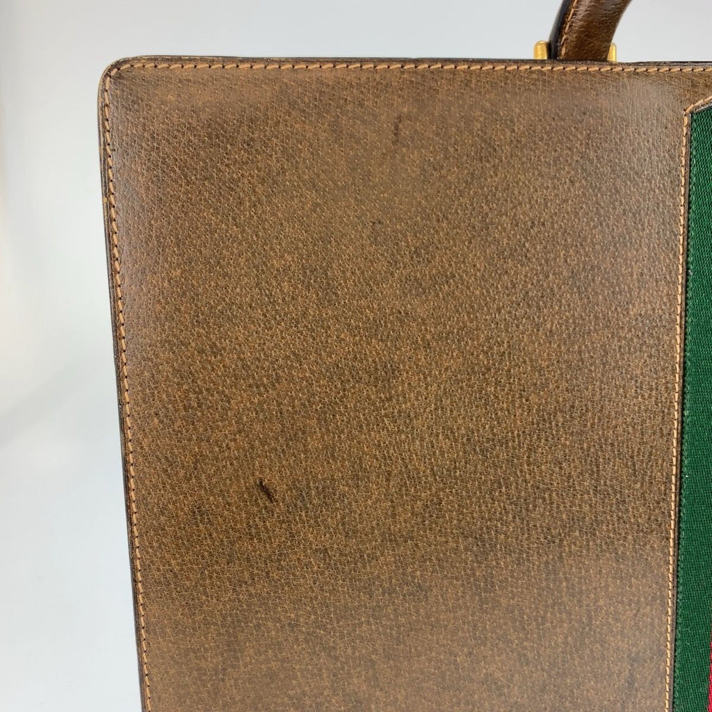 Gucci Vintage Sherry Line Brown Leather 20 Briefcase Attache Case — view 5