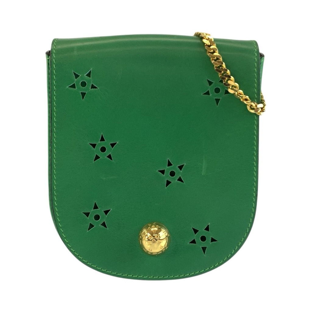 Celine Vintage Star Ball Cutout Green Shoulder Bag Pochette