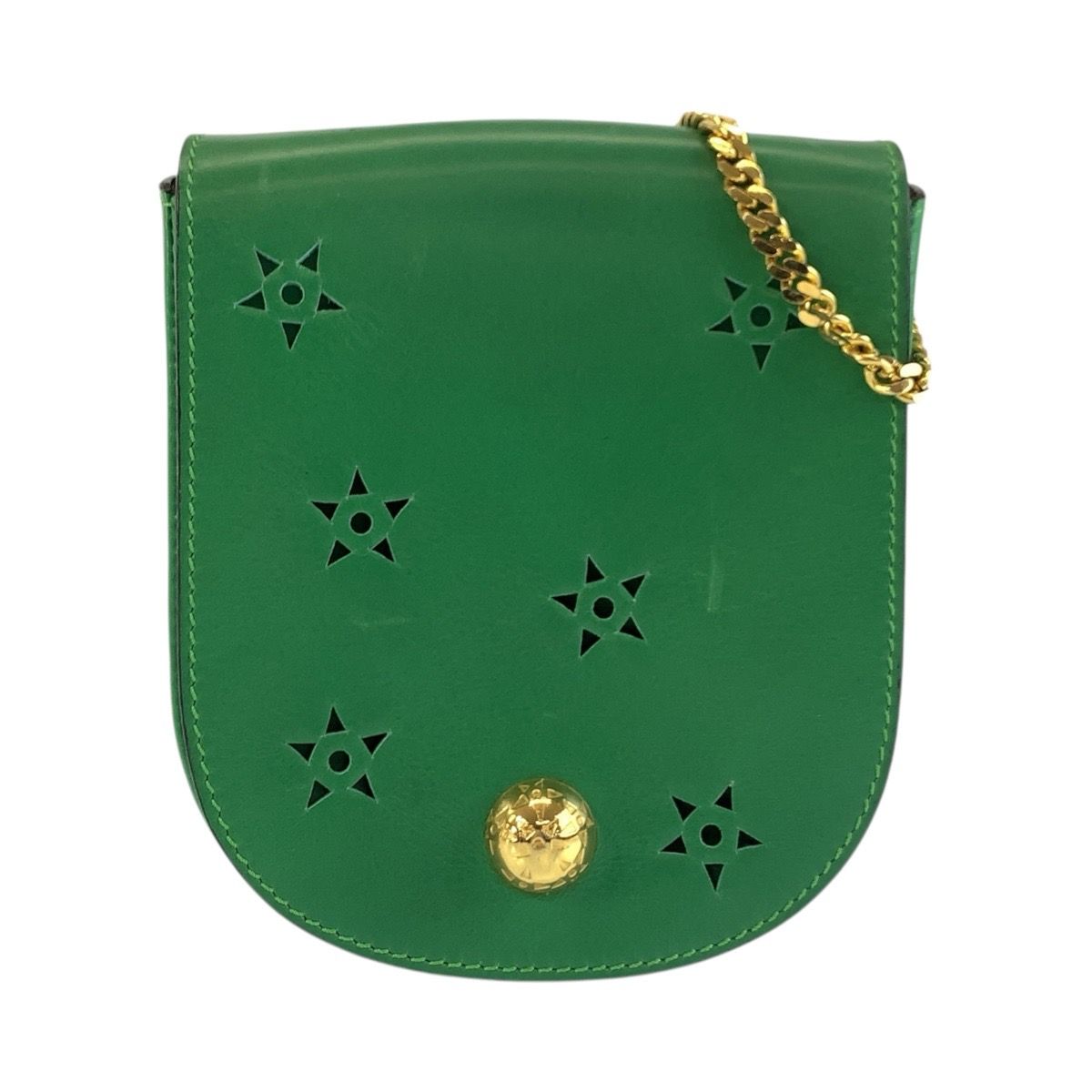 Celine Vintage Star Ball Cutout Green Shoulder Bag Pochette