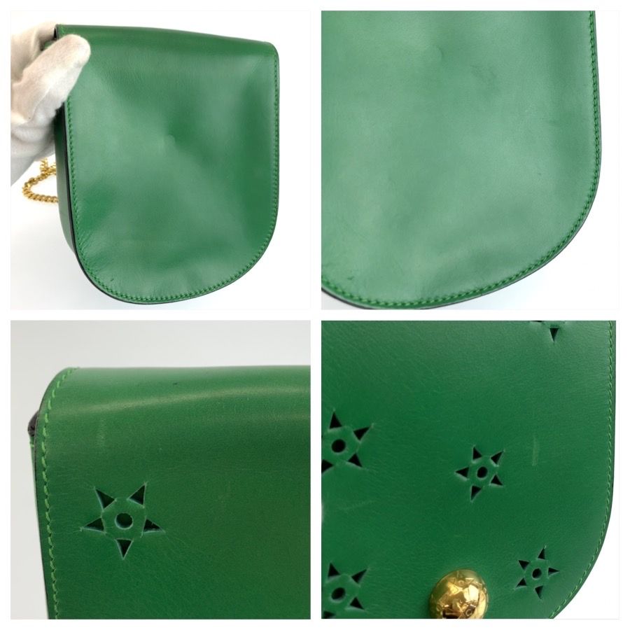 Celine Vintage Star Ball Cutout Green Shoulder Bag Pochette — view 5