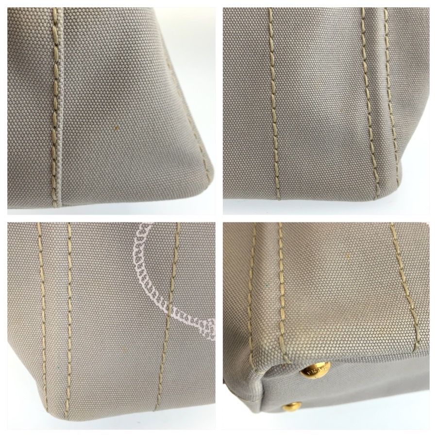 Prada Canapa Gray Gold Canvas Tote Shoulder Bag 2-Way — view 5