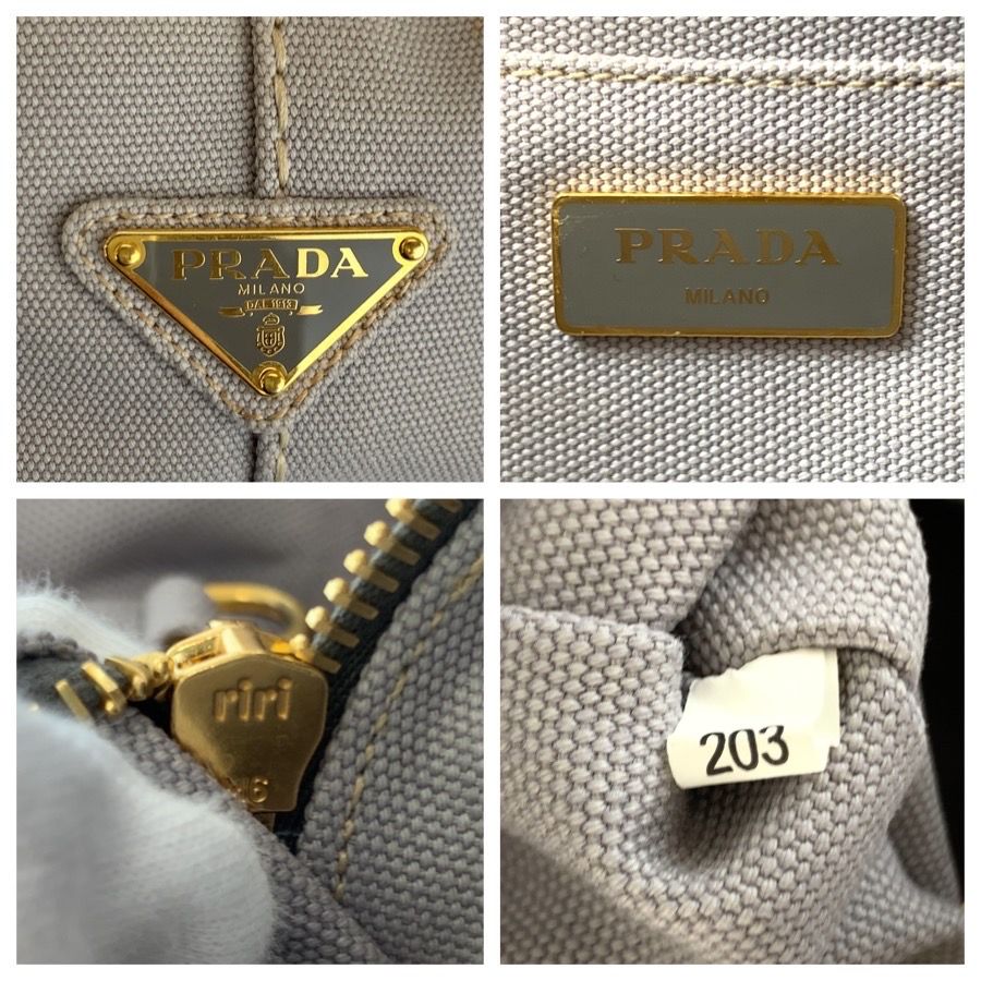 Prada Canapa Gray Gold Canvas Tote Shoulder Bag 2-Way — view 3
