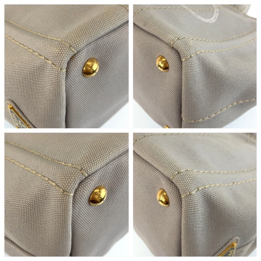 Prada Canapa Gray Gold Canvas Tote Shoulder Bag 2-Way — view 4