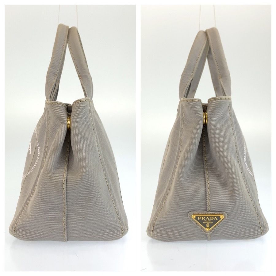 Prada Canapa Gray Gold Canvas Tote Shoulder Bag 2-Way — view 8