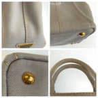 Prada Canapa Gray Gold Canvas Tote Shoulder Bag 2-Way — view 6