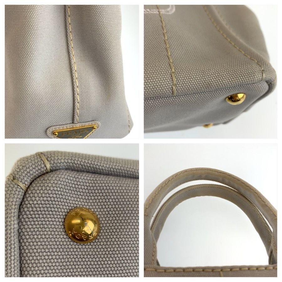 Prada Canapa Gray Gold Canvas Tote Shoulder Bag 2-Way — view 6