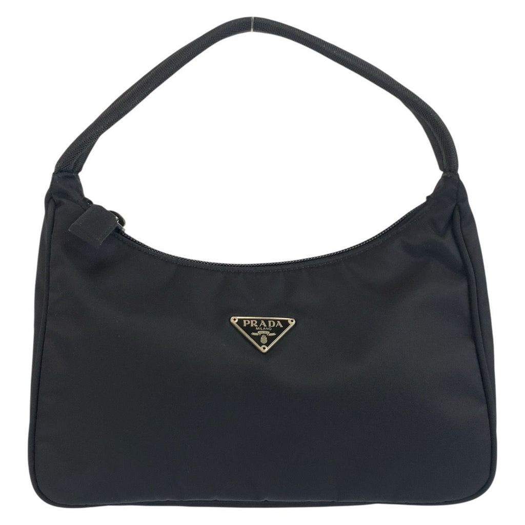 Prada Tessuto Triangular Black Silver Nylon Handbag Pouch