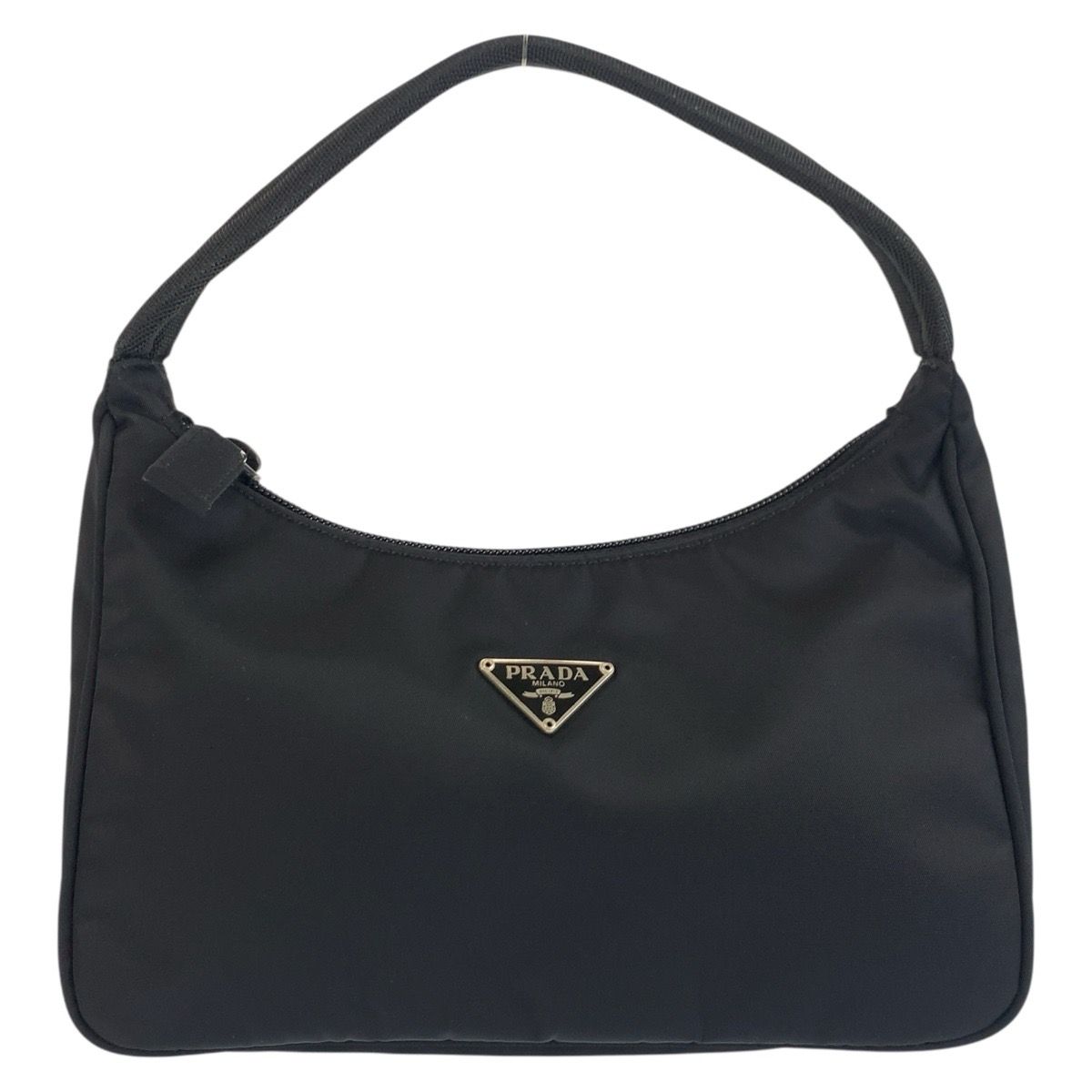 Prada Tessuto Triangular Black Silver Nylon Handbag Pouch