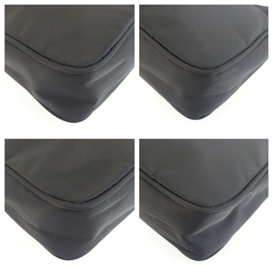 Prada Tessuto Triangular Black Silver Nylon Handbag Pouch — view 4