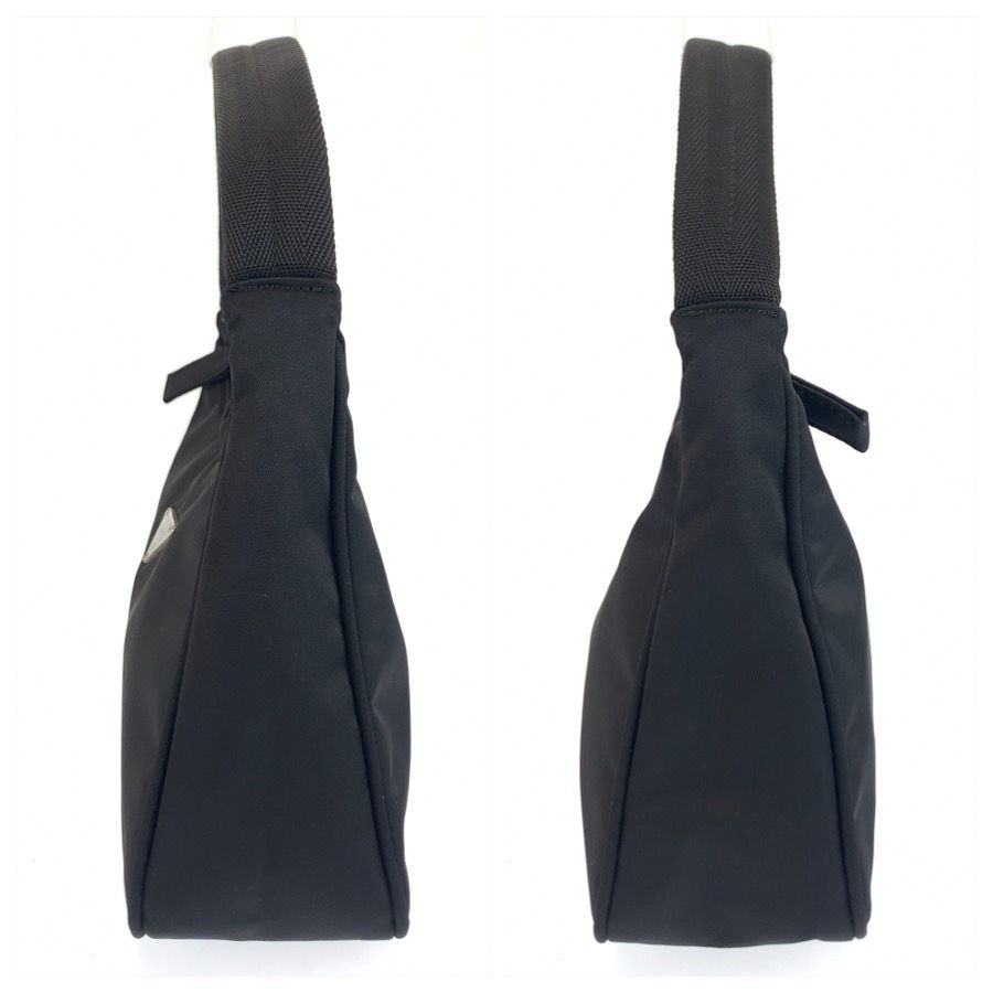 Prada Tessuto Triangular Black Silver Nylon Handbag Pouch — view 6