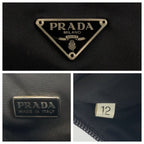 Prada Tessuto Triangular Black Silver Nylon Handbag Pouch — view 3