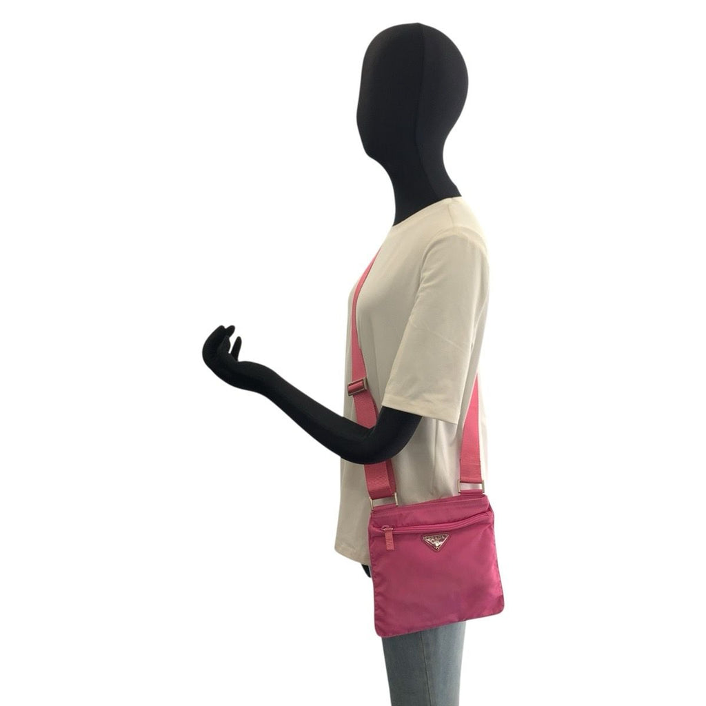 Prada Tessuto Pink Silver Nylon Shoulder Bag Pochette — view 7
