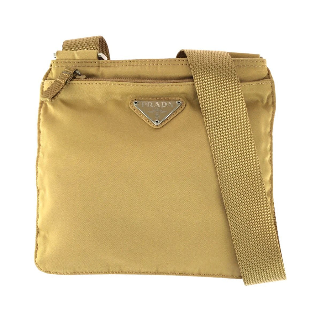 Prada Tessuto Beige Silver Nylon 22 Shoulder Bag Pochette