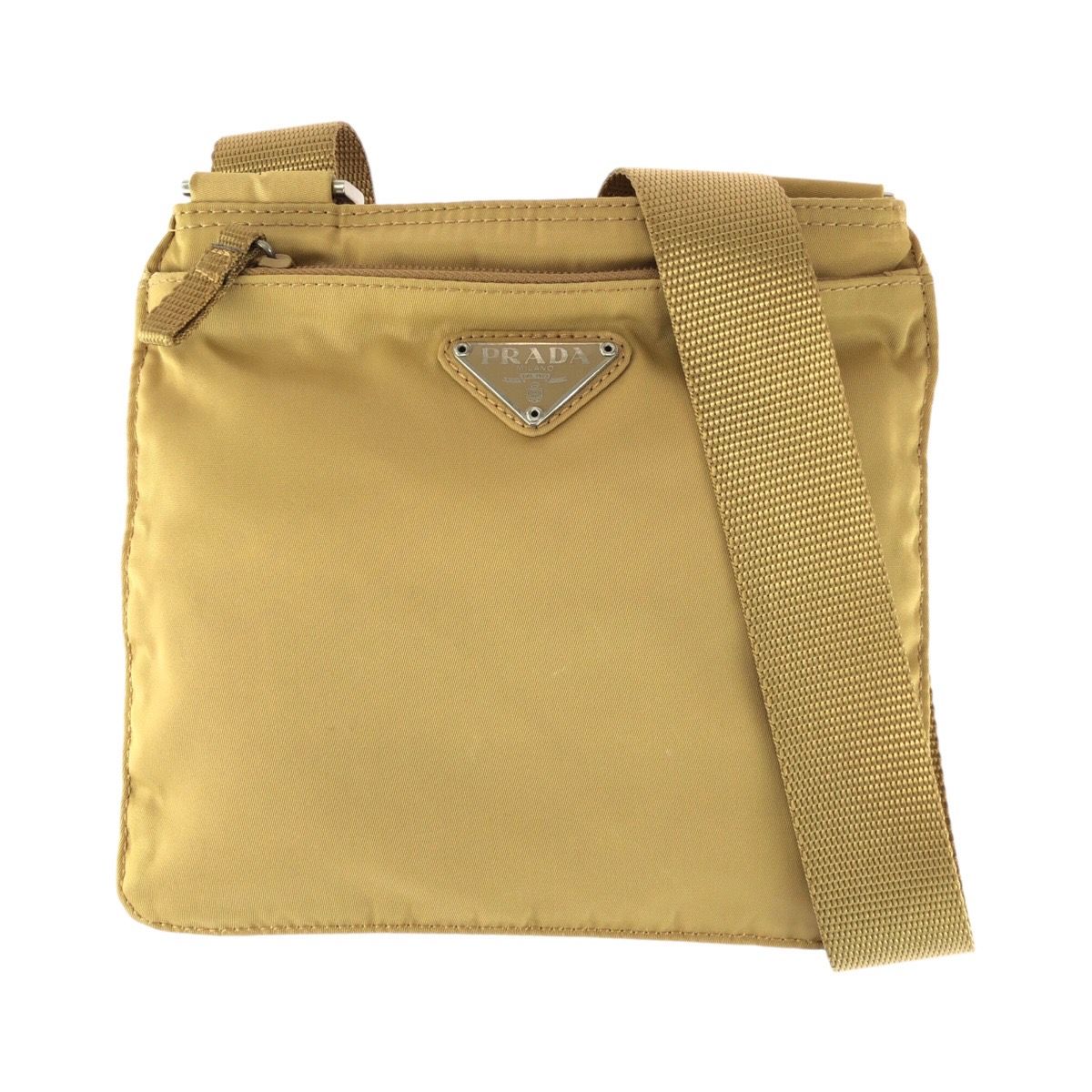 Prada Tessuto Beige Silver Nylon 22 Shoulder Bag Pochette