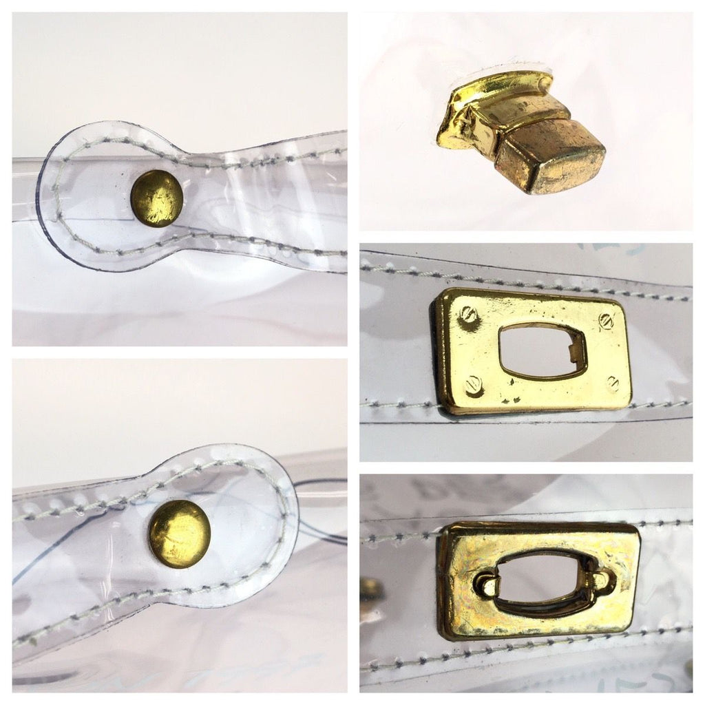 Hermes Vinyl Kelly Clear Gold Handbag — view 5