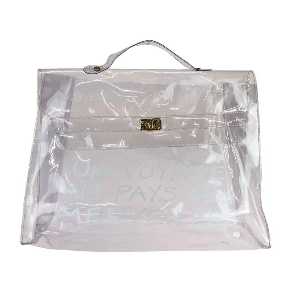 Hermes Vinyl Kelly Clear Gold Handbag