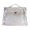 Hermes Vinyl Kelly Clear Gold Handbag
