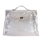 Hermes Vinyl Kelly Clear Gold Handbag