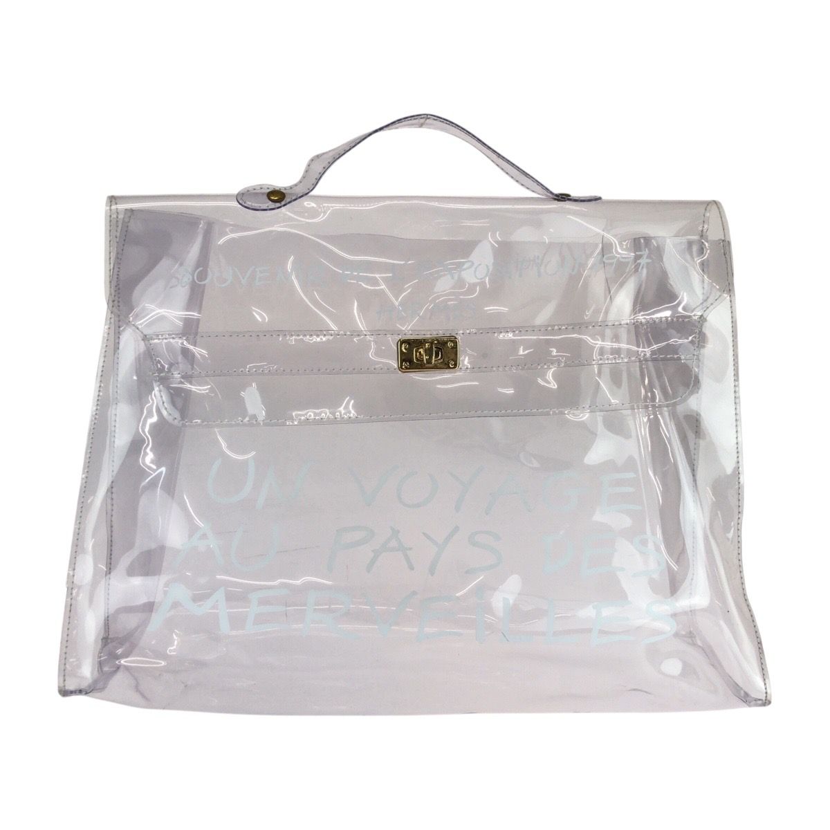 Hermes Vinyl Kelly Clear Gold Handbag