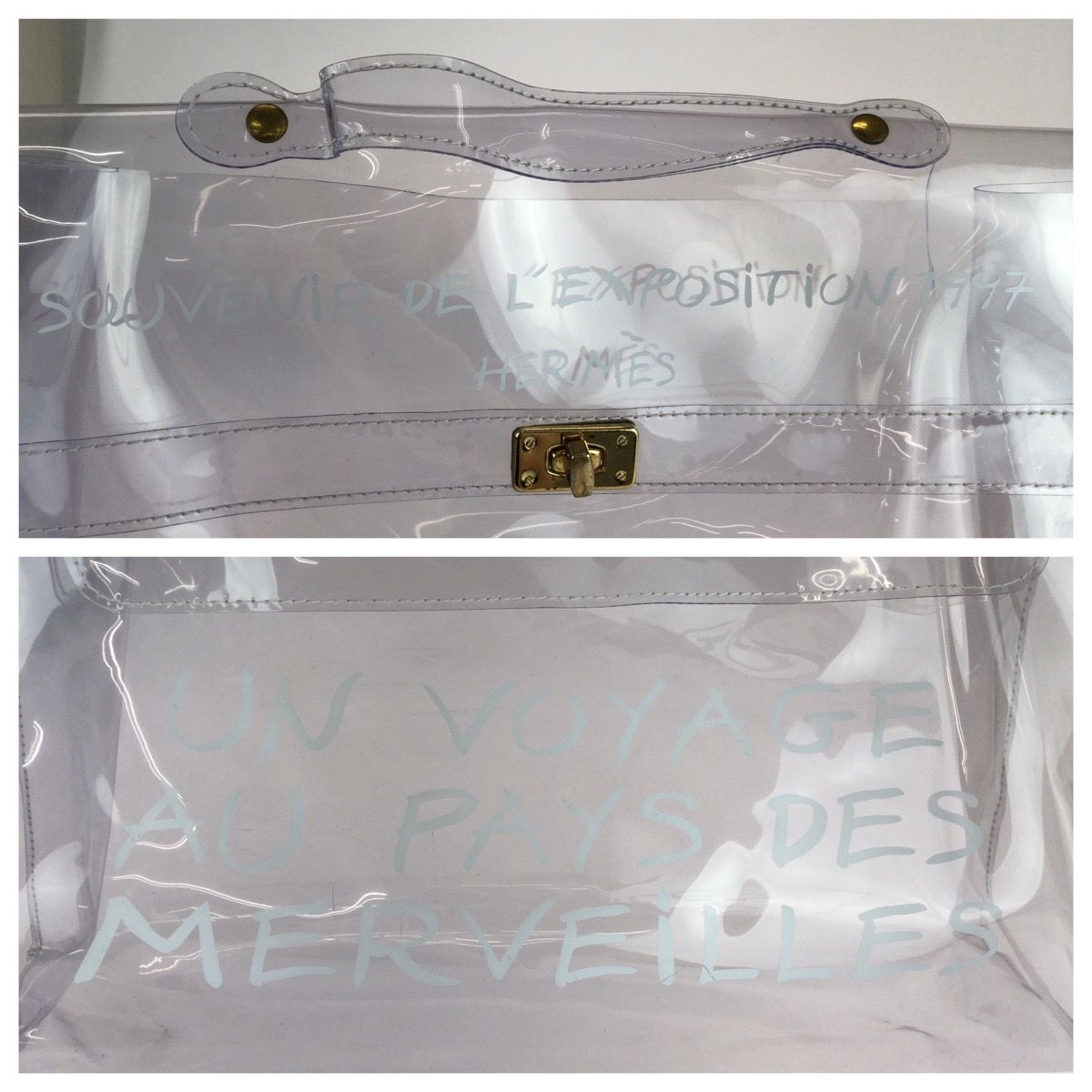 Hermes Vinyl Kelly Clear Gold Handbag — view 4