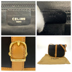 Celine Vintage Black Brown Gold Leather Shoulder Bag Pochette — view 3