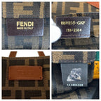Fendi Zucca Brown Green Canvas Leather Tote — view 3