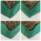 Fendi Zucca Brown Green Canvas Leather Tote — view 4