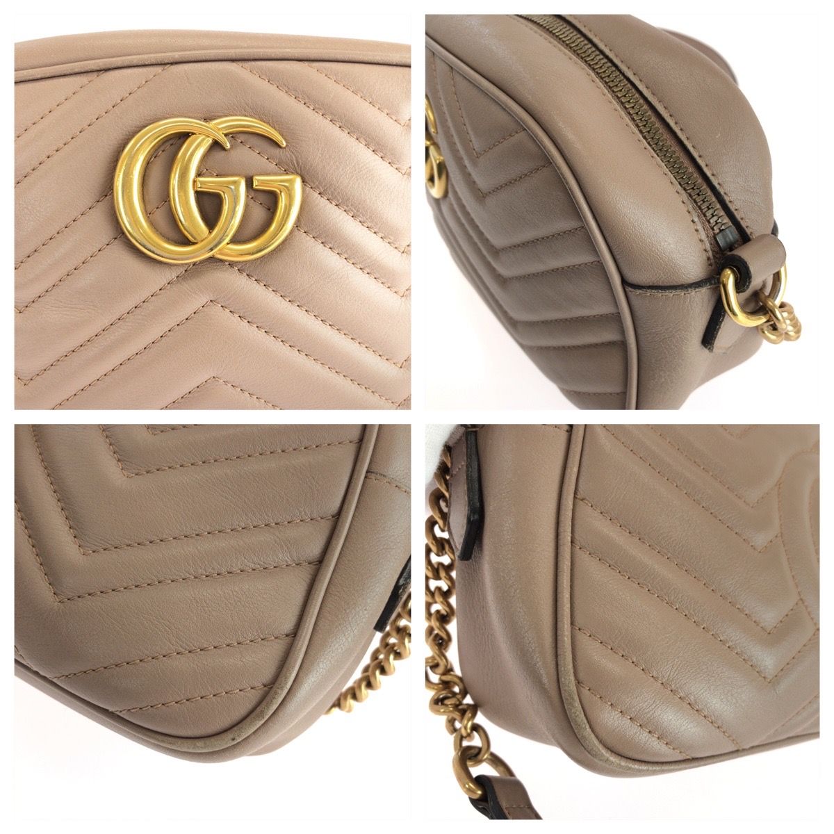 Gucci GG Marmont Beige Gold Leather Shoulder — view 5
