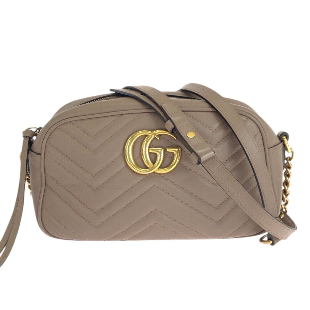 Gucci GG Marmont Beige Gold Leather Shoulder