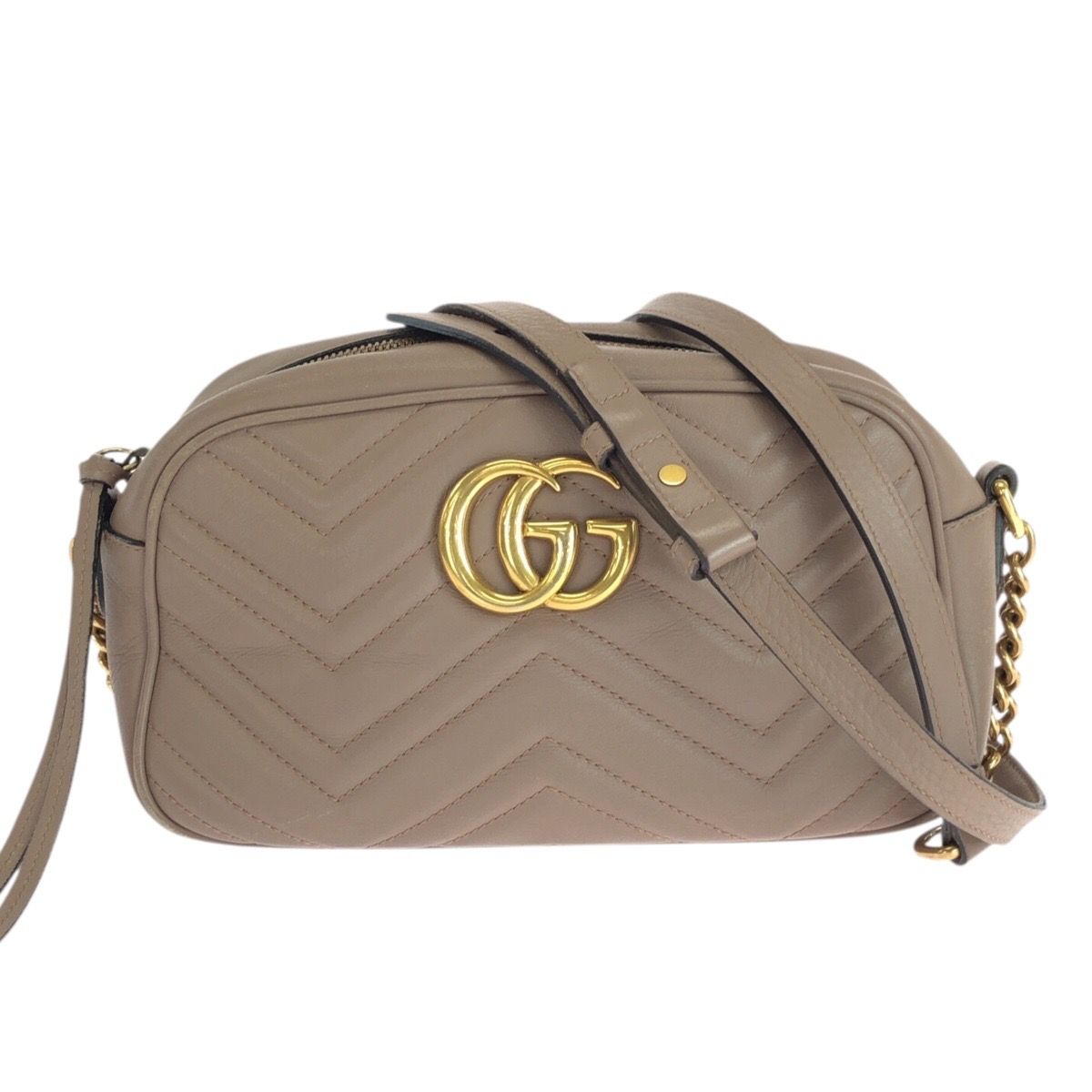 Gucci GG Marmont Beige Gold Leather Shoulder