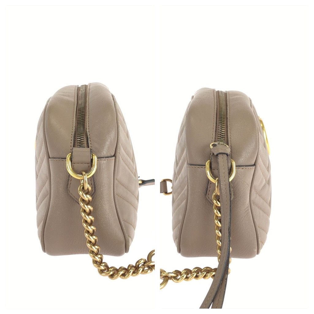 Gucci GG Marmont Beige Gold Leather Shoulder — view 8