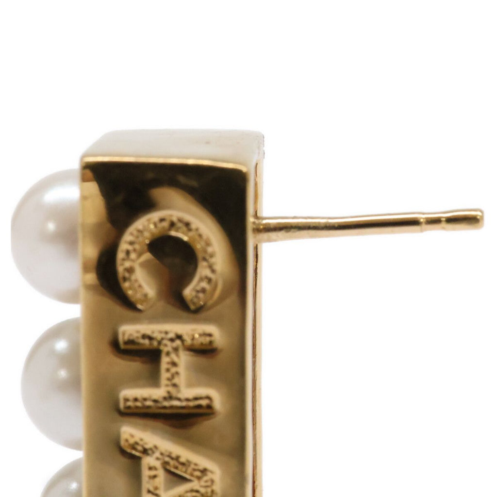 Chanel Pearl Logo Plate Earring — view 8