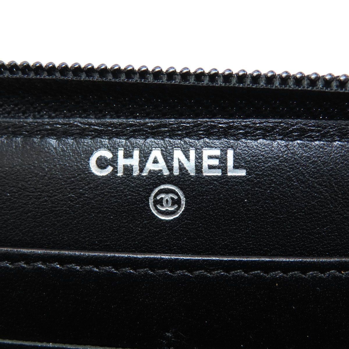 Chanel CC Logo Silver Wallet Patent — view 6